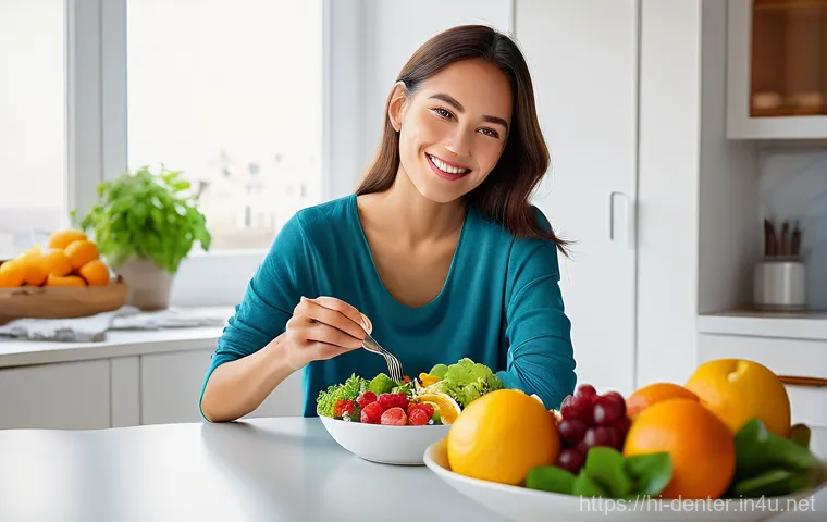 치과위생사 학점 관리 전략 - **Scene 1 (Nutrition):** She is seen enjoying a healthy and colorful meal, such as a bowl of fresh f...