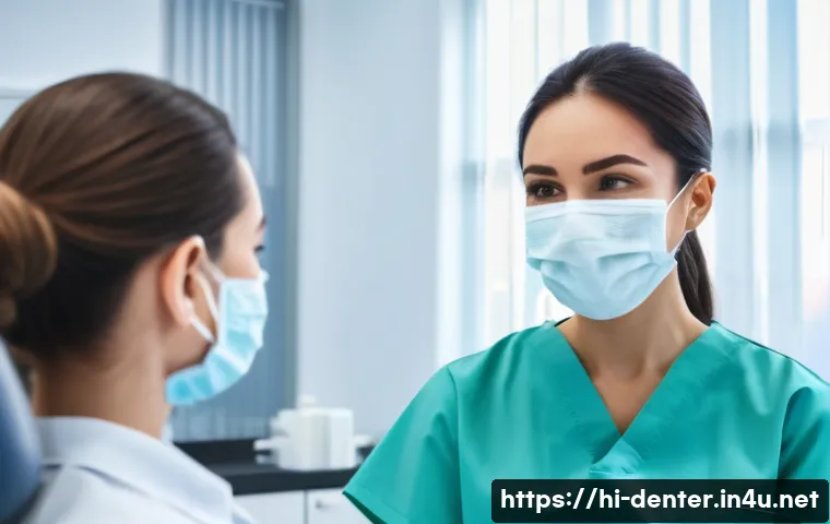 치과위생사 직업 만족도 조사 - A professional dental hygienist in a modern, clean dental clinic environment, wearing a tidy uniform...