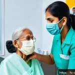 치과위생사 해외 근무 시 문화적 차이 - A professional female dental hygienist of South Asian descent wearing a clean, modern dental uniform...
