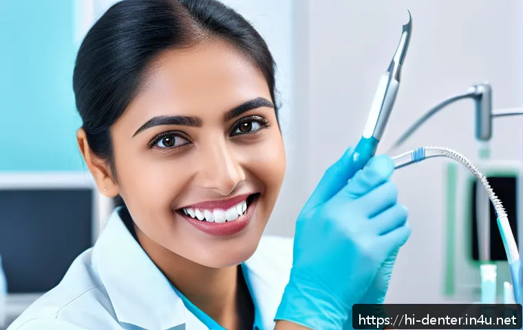 치과위생사 면접 성공 팁 - A professional Indian dental hygienist in a clean, well-lit dental clinic setting, wearing a white c...