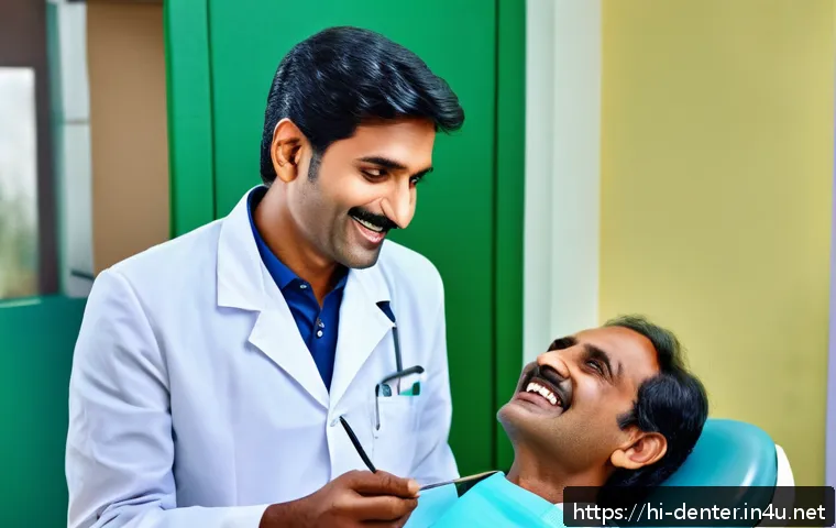 치과위생사와 환자 소통 스킬 - A compassionate dental clinic scene showing a Hindi-speaking dentist attentively listening to a midd...